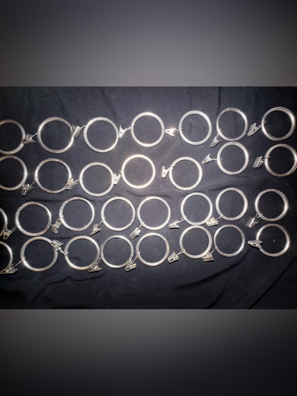 30 Silver Metal Curtain Rings with Clips - Pack